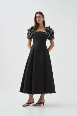 Aje Twyla Midi Dress Black Size AU 16 for rent on The Volte - image 1