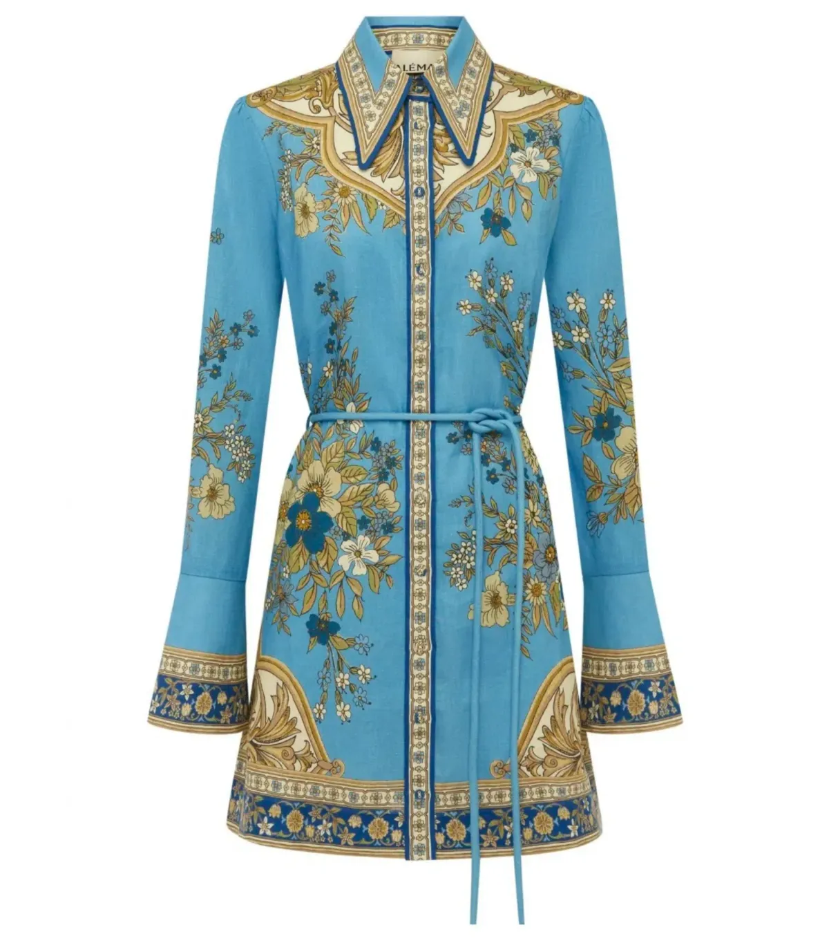 Alemais Cassie Mini Dress Blue Print Size AU 16 - Image 4