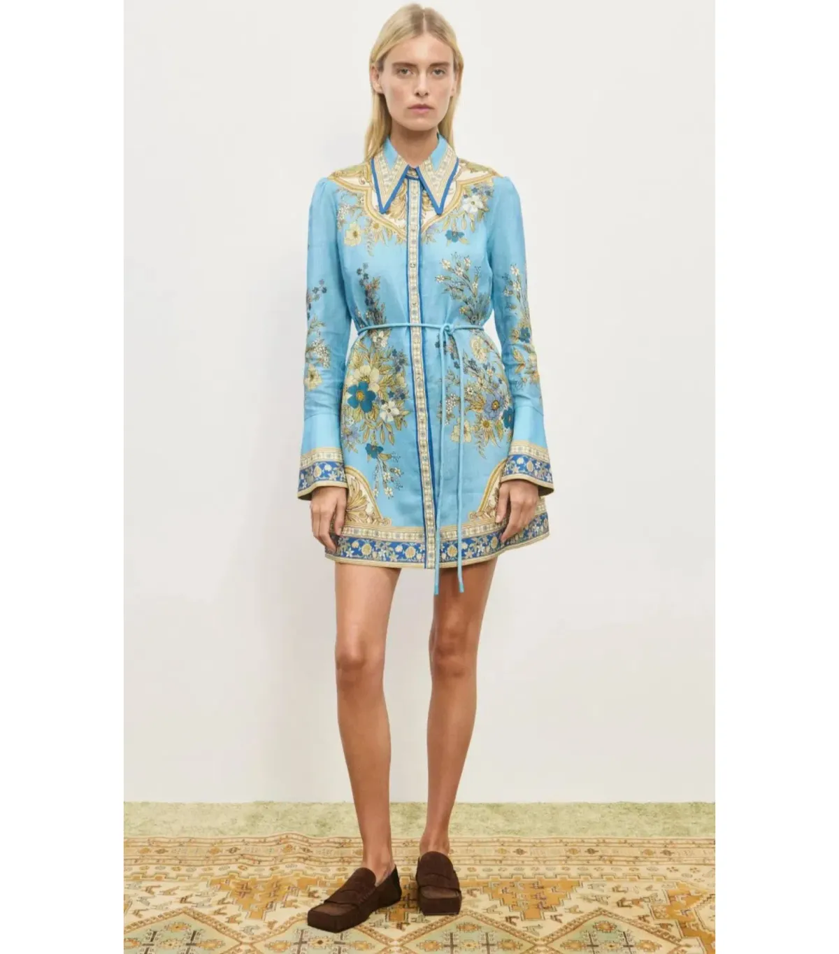 Alemais Cassie Mini Dress Blue Print Size AU 16 - Image 2