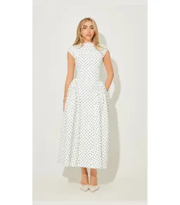 Odd Muse Cap Sleeve Midi Dress in White Polka Dot Size S / AU 8 for rent on The Volte - image 3