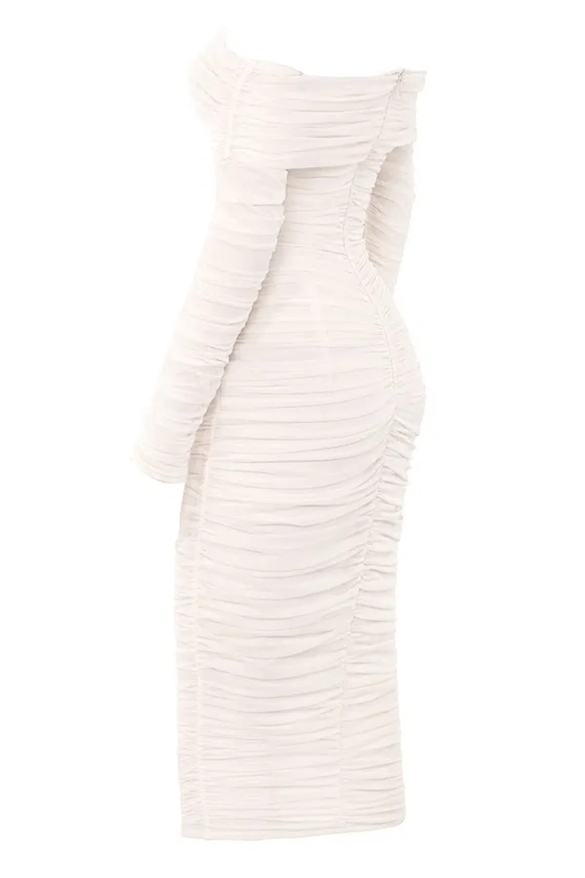 House of CB Anais Off Shoulder Ruched Midi Dress White Size 8 - Image 4