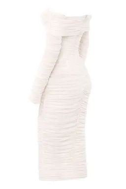 House of CB Anais Off Shoulder Ruched Midi Dress White Size 8 for rent on The Volte - image 4
