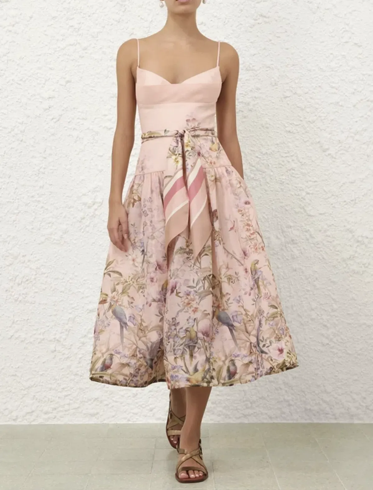 Zimmermann Rebellion Fitted Picnic Dress in Pink Aviary s0 - Image 3