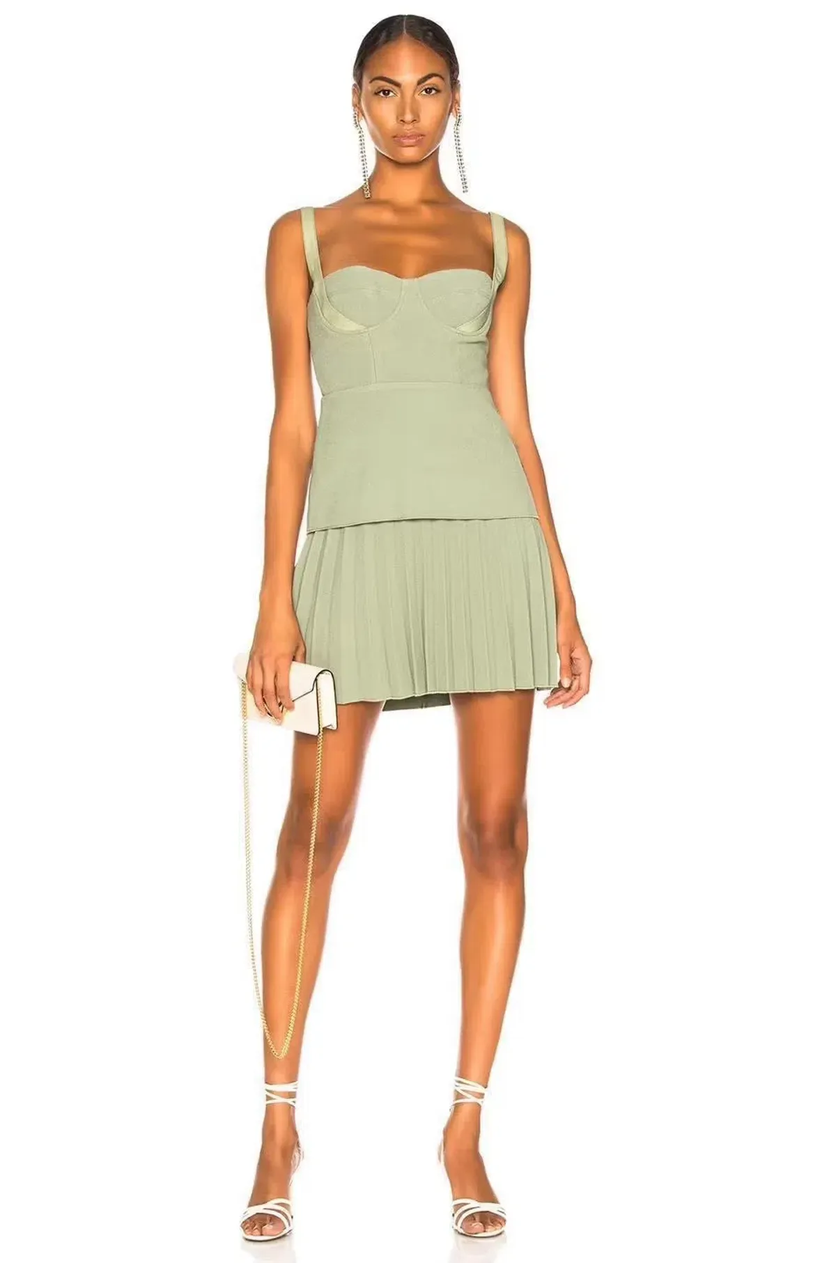 DION LEE Green Pleated Mini Dress Size AU/UK10 (US/6) - Image 1