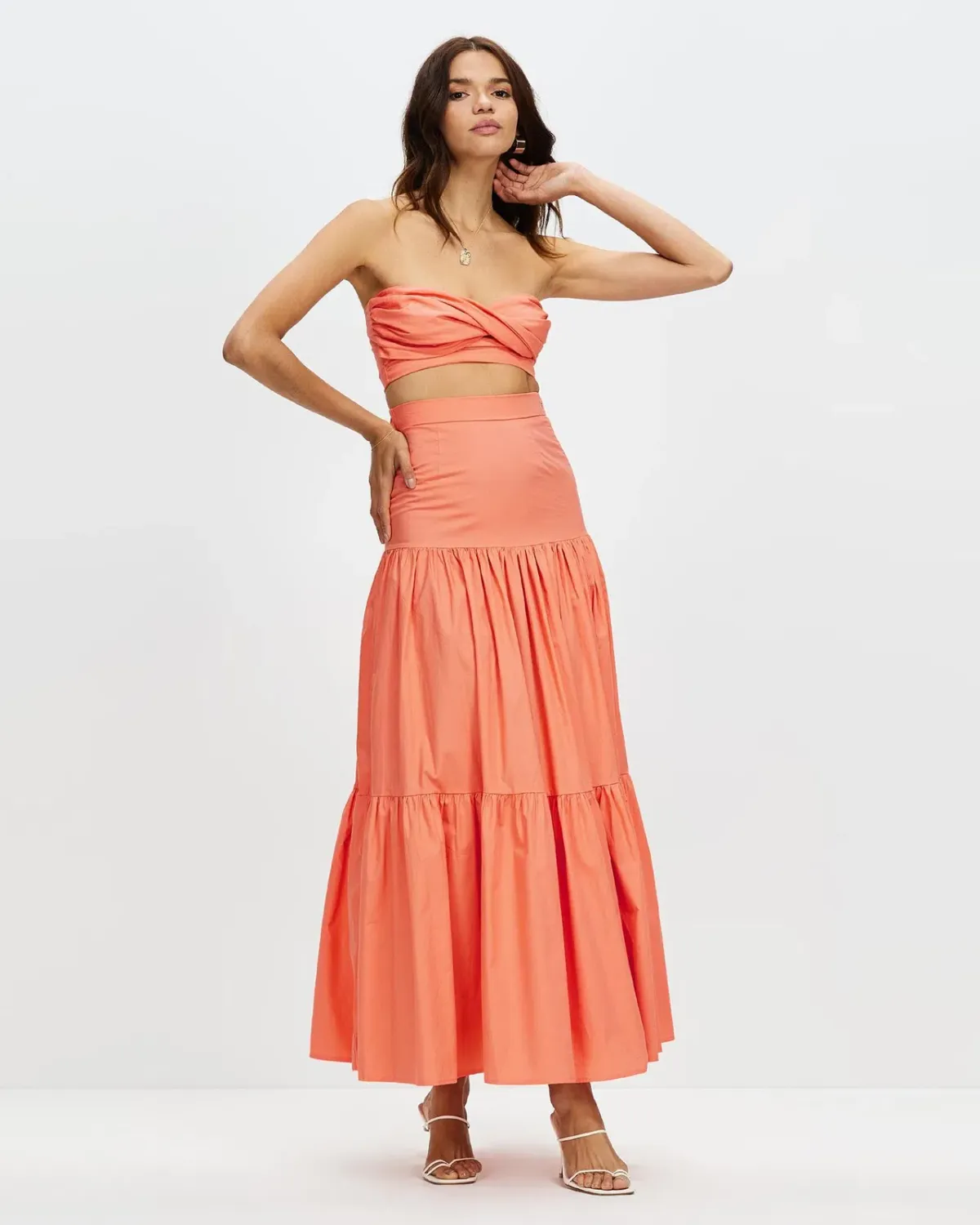 Runaway The Label Ayla Strapless Crop Top & Maxi Skirt Set in Sunset Size 8 - Image 1