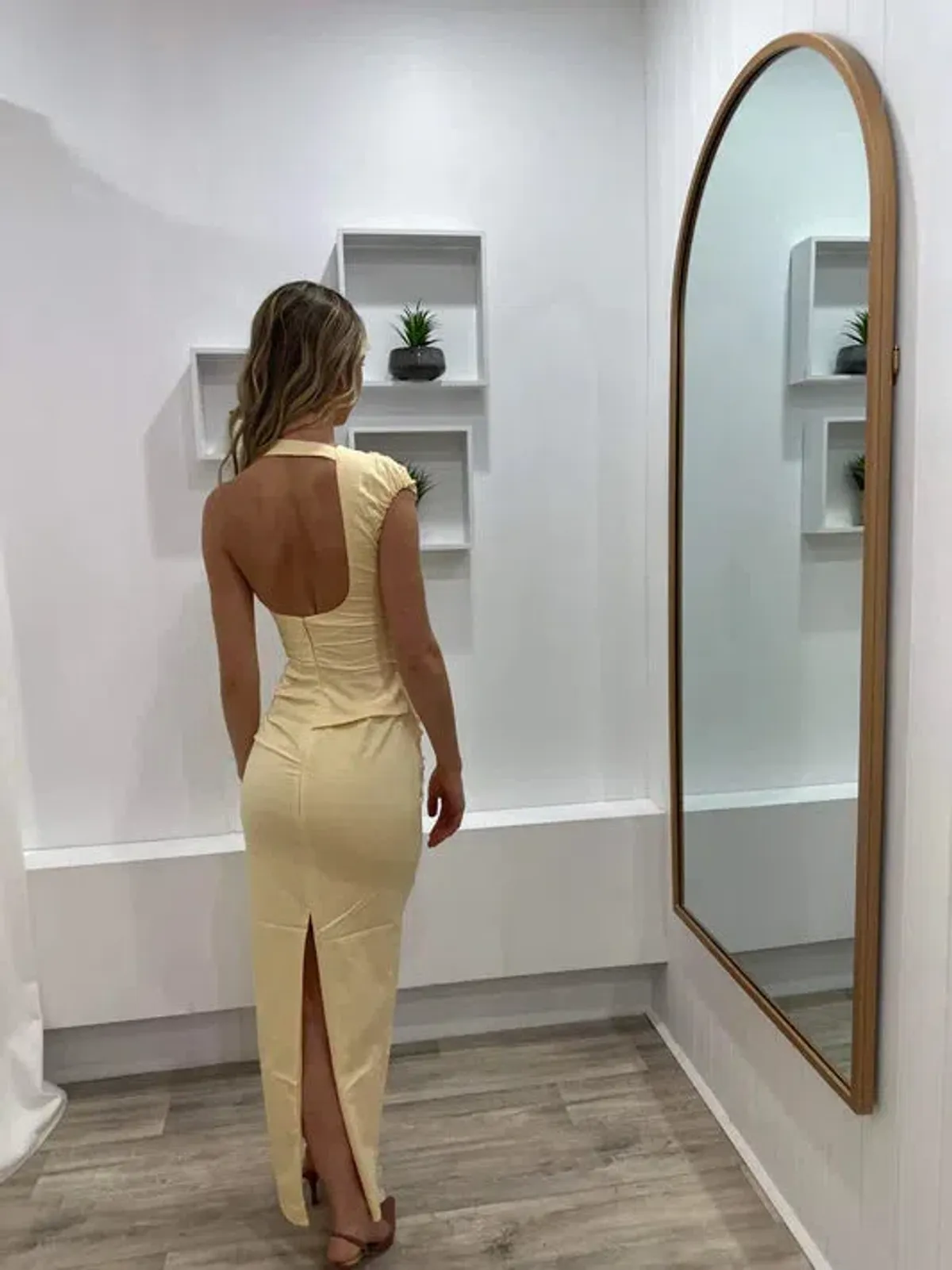 SIR THE LABEL Giacomo Gathered Gown in Butter Yellow Size 10 - Image 3