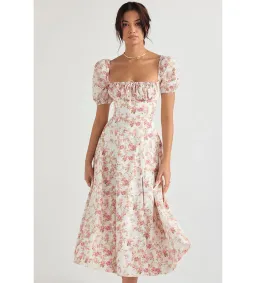 House of CB Tallulah Rose Print Puff Sleeve Midi Sundress Size 8 for rent on The Volte - image 1