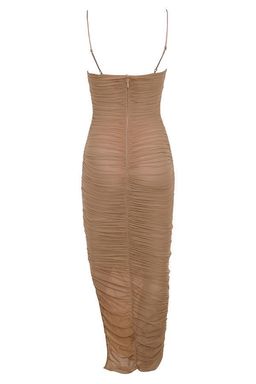 House of CB Fornarina Organza Mesh Midi Dress Tan Size 8 for rent on The Volte - image 5