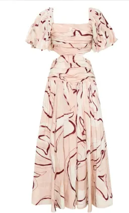 AJE Marianne Midi Dress Ruched Cutout Whimsical Dove  for rent on The Volte - image 4