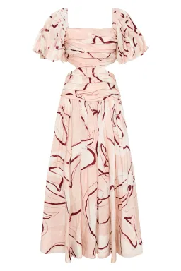 Aje Marianne Ruched Cutout Midi Dress in Whimsical Dove Print Size 4 for rent on The Volte - image 4