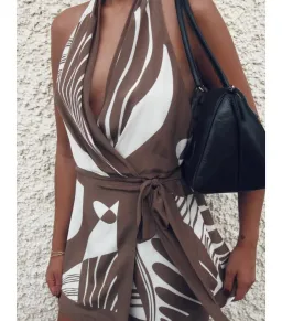 Sir the Label Almara Wrap Mini Dress Brown Espresso Size 8 for rent on The Volte - image 5