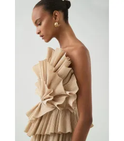 Aje Kyra Mini Dress Gold Size 10 for rent on The Volte - image 3