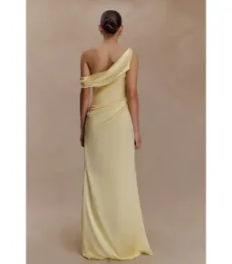 Meshki Dalia Off Shoulder Maxi Satin Dress Lemon Size 10 for rent on The Volte - image 3