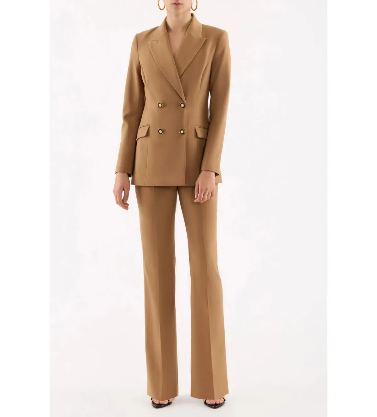 Rebecca Vallance Elsa Double Breasted Blazer and Tapered Pant in Camel Size AU10 - Image 3