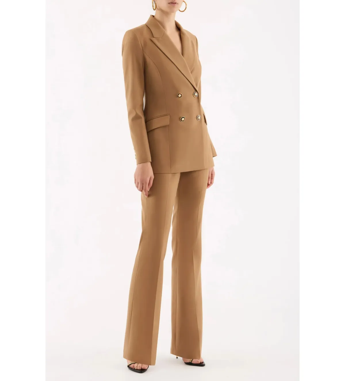 Rebecca Vallance Elsa Double Breasted Blazer and Tapered Pant in Camel Size AU10 - Image 1