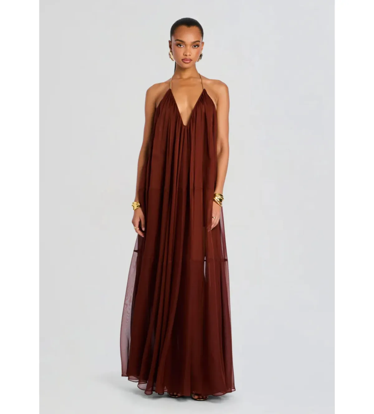 Retrofete Arlet Chiffon Dress in Chestnut Size XS/AU6  - Image 2