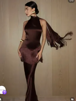 De Le vali KHAMSIN MAXI DRESS IN CEDAR SILK SATIN size 6 for rent on The Volte - image 1