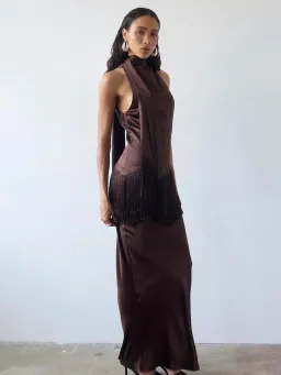 De Le vali KHAMSIN MAXI DRESS IN CEDAR SILK SATIN size 6 for rent on The Volte - image 2