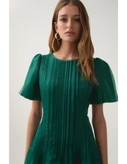 AJE nova pleated midi dress green size 12 for rent on The Volte - image 4