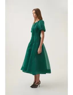 AJE nova pleated midi dress green size 12 for rent on The Volte - image 2