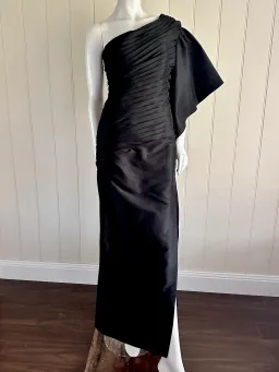 RACHEL GILBERT one shoulder black gown Size 10 for rent on The Volte - image 1