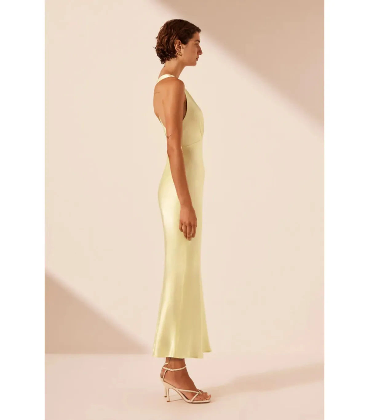 Shona Joy La Lune Plunge Cross Back Midi Dress in Lemon Size AU 10  - Image 2