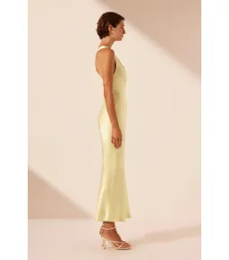 Shona Joy La Lune Plunge Cross Back Midi Dress in Lemon Size AU 10  for rent on The Volte - image 2
