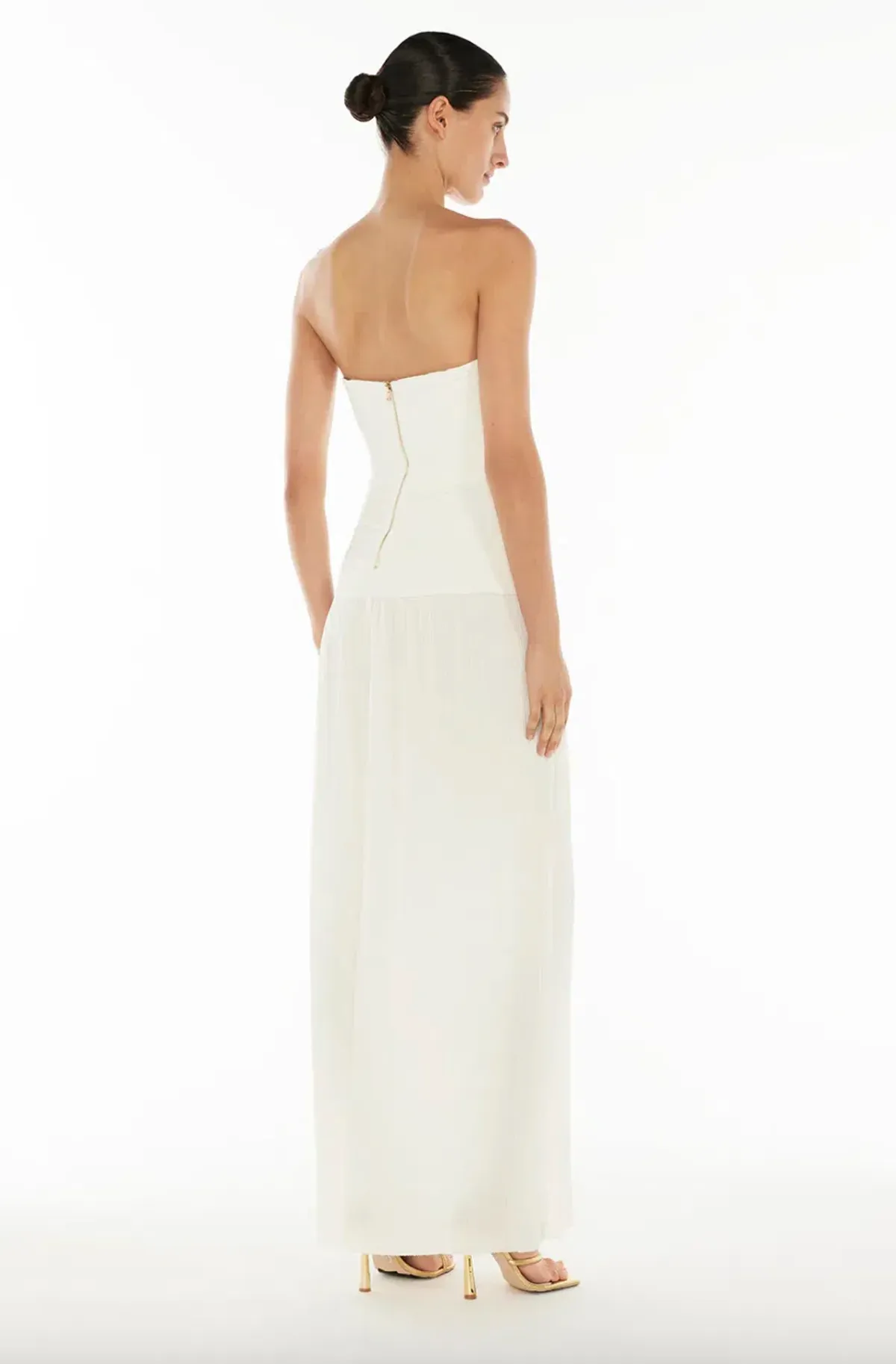 MANNING CARTELL DOUBLE TIME PLEAT STRAPLESS MAXI DRESS in WHITE AU 8 - Image 3