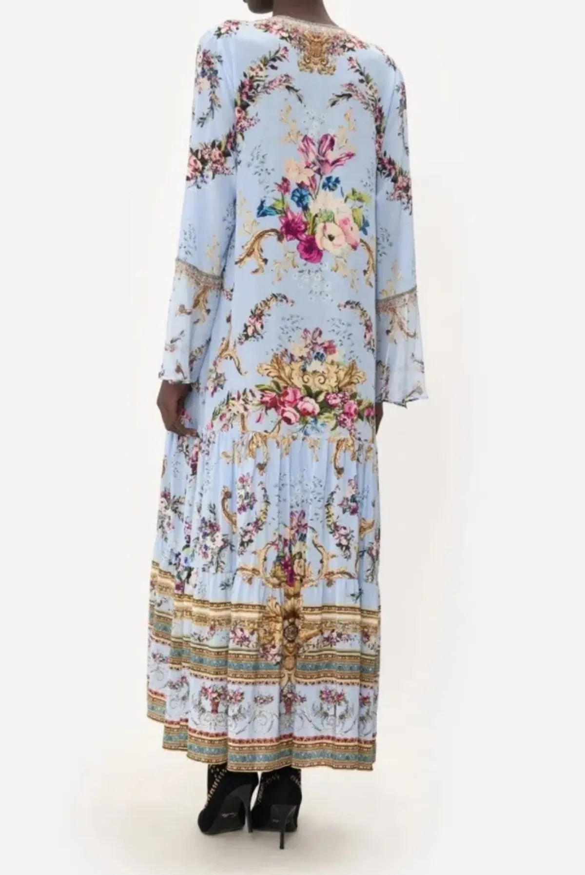 Camilla Lace Up Dress With Tiered Hem Floraful Size XS (8)  - Image 3