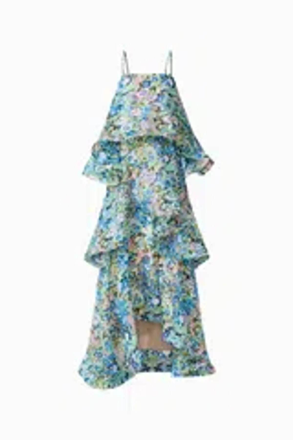 Elliatt Armani Tiered Maxi Dress In Blue Floral Size M - Image 4