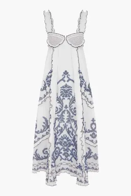 Alemais Hazel smocked embroidered midi dress size 14 for rent on The Volte - image 2