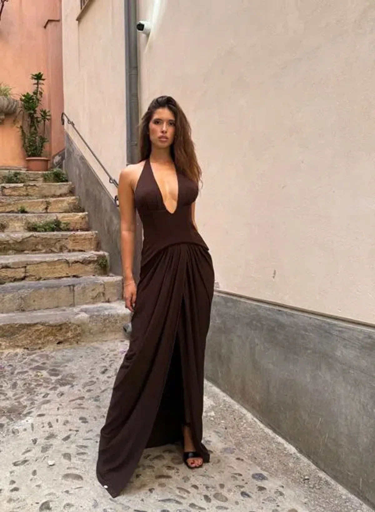 She Is Olla Landon Dress - Espresso Brown Size S - Image 1