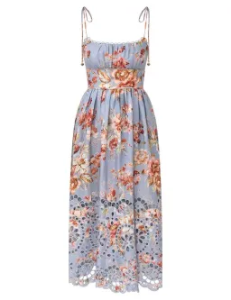 Zimmermann Awaken Picnic Dress Chambray Floral Size 1 for rent on The Volte - image 1
