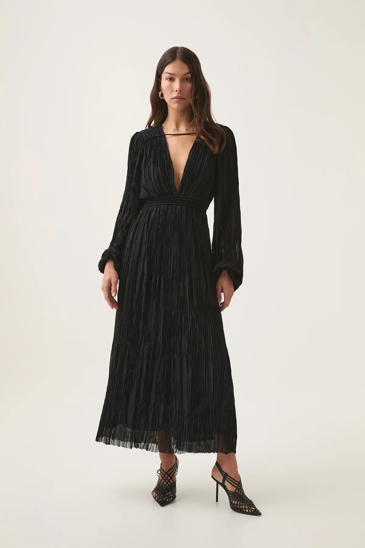 AJE Genevieve Pleated Midi Dress in Black Size S/AU8 - Image 1