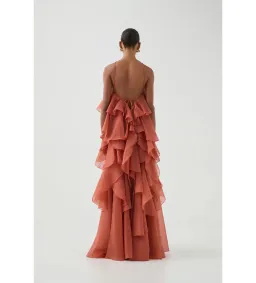 Aje Pandorea Layered Maxi Dress in Coral Clay Size XXS/AU4 for rent on The Volte - image 4