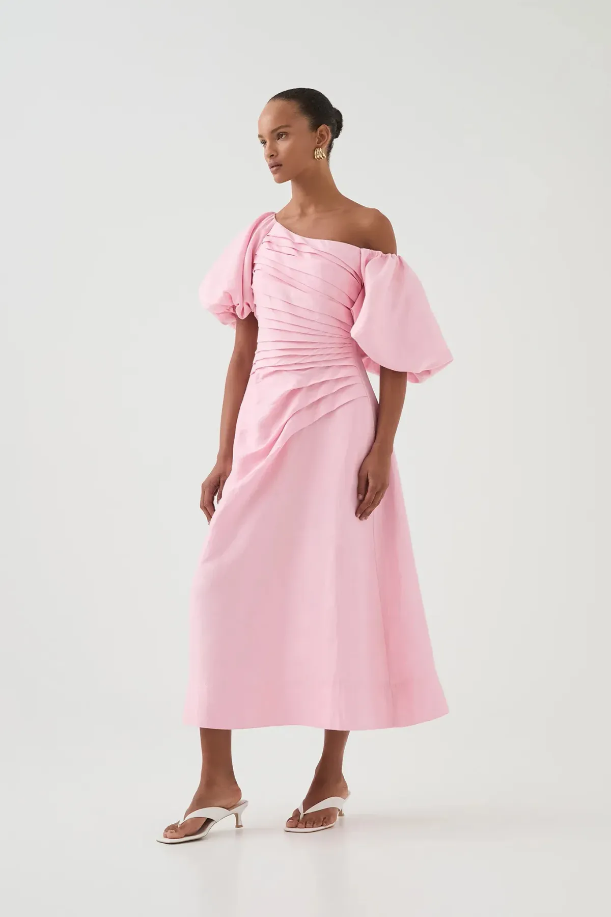 Aje Cadence Ruched Midi Dress / Pink / Size 16 - Image 3