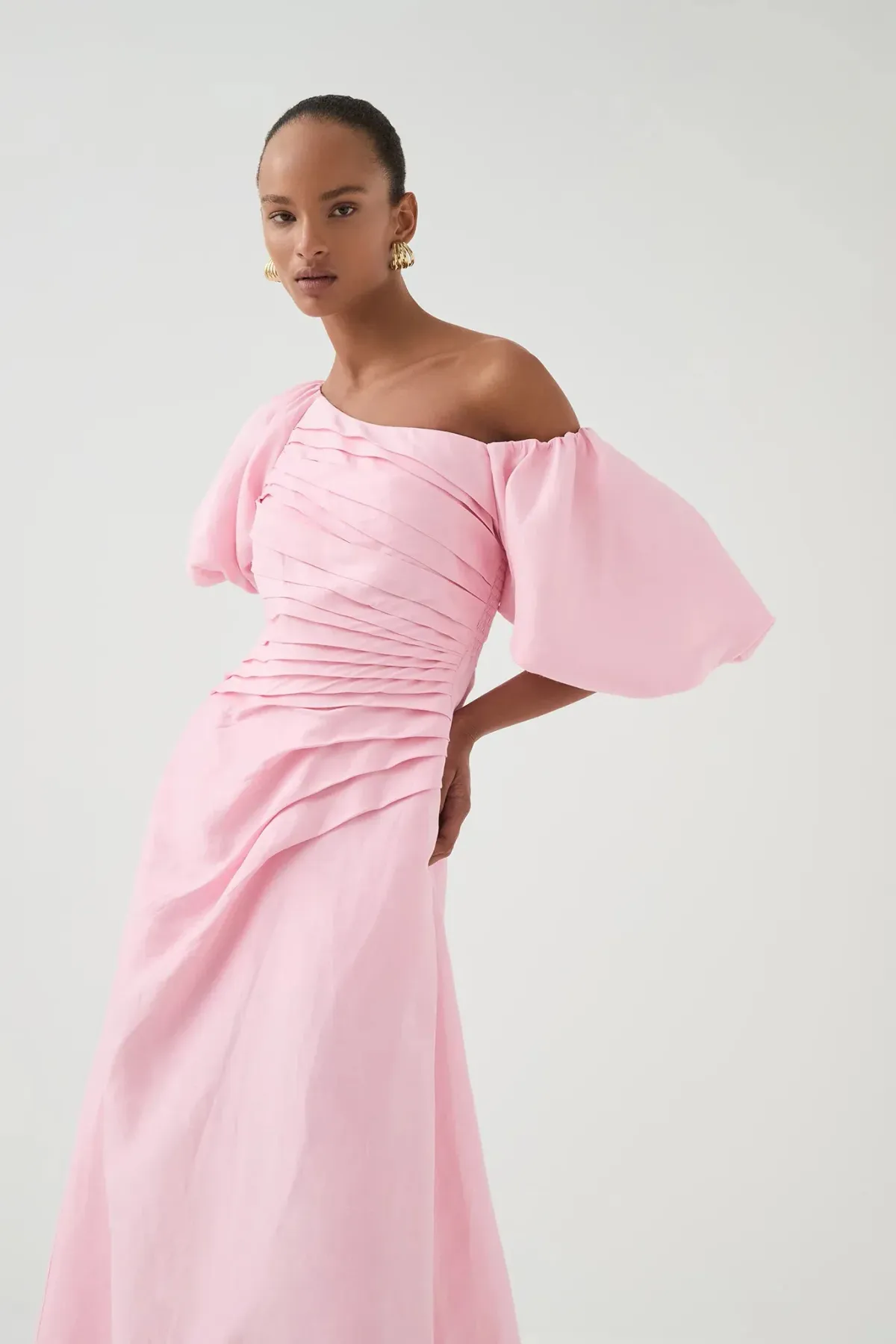 Aje Cadence Ruched Midi Dress / Pink / Size 16 - Image 6