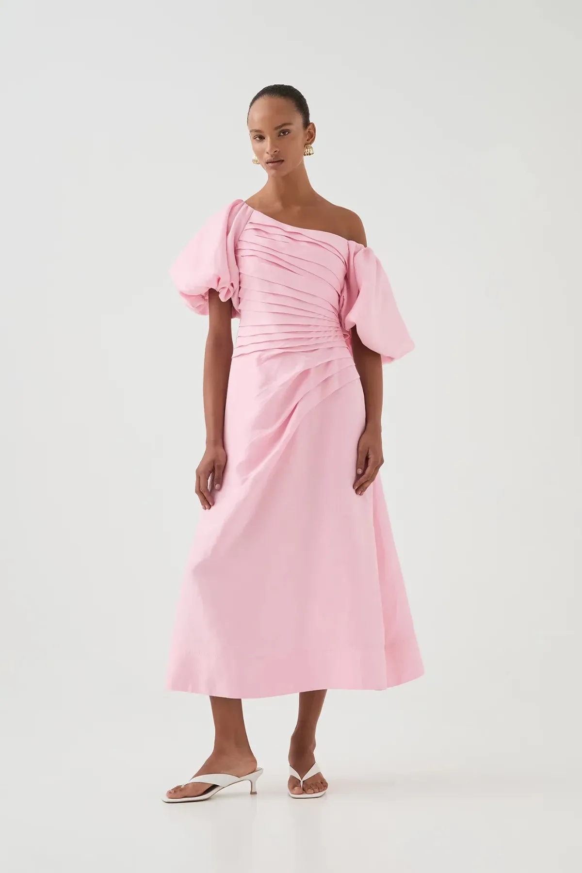 Aje Cadence Ruched Midi Dress / Pink / Size 16 - Image 2