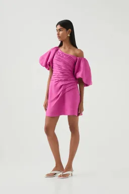 Aje Cadence Ruched Mini Dress / Pink / Size 16 for rent on The Volte - image 2