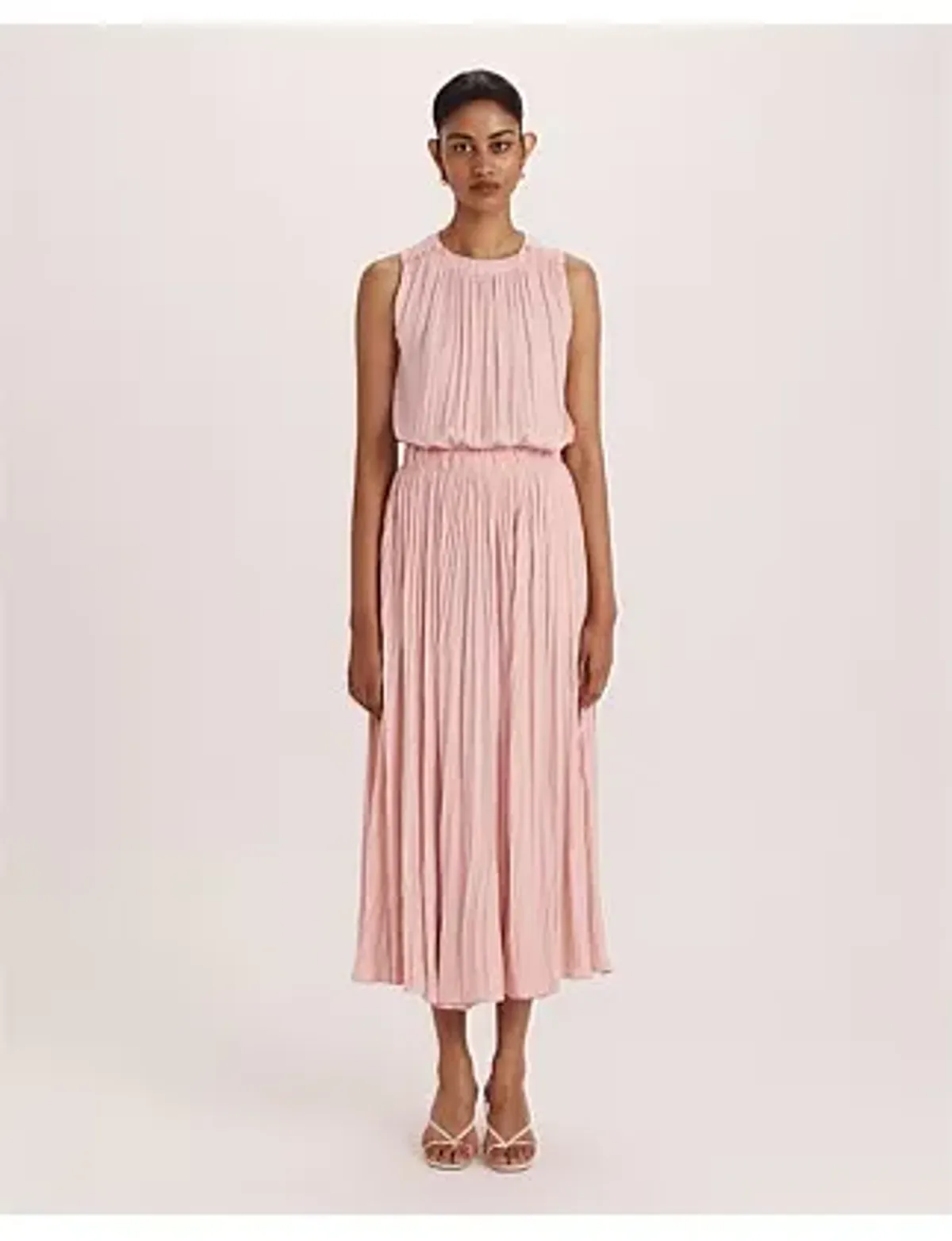 Saba Lillian Pleated Midi Dress Rose Size 12 - Image 3