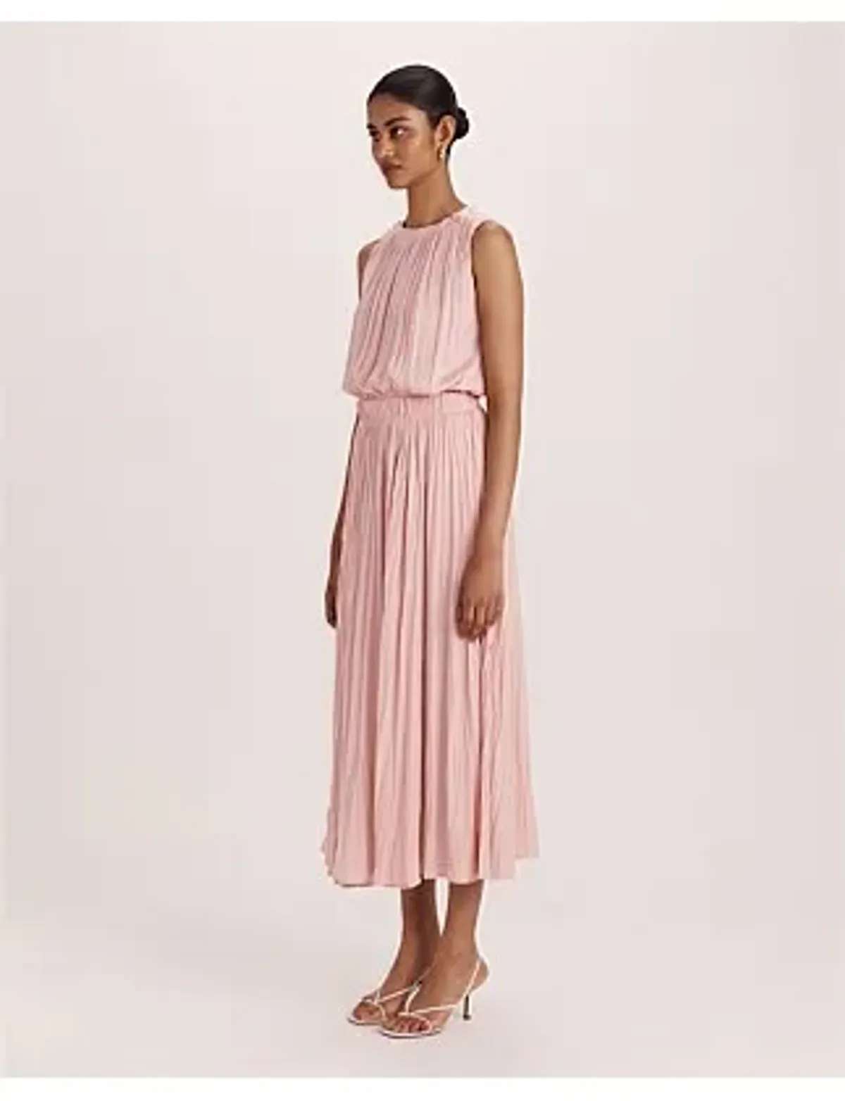 Saba Lillian Pleated Midi Dress Rose Size 12 - Image 4