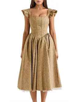 Norma Kamali HOUSE OF CB ALESSANDRA MIDI DRESS Gold Size 10 for rent on The Volte - image 1