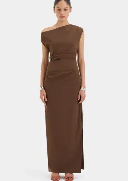 Sir Sol Off Shoulder Gown in Mocha Size 3/12 for rent on The Volte - image 1