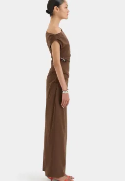 Sir Sol Off Shoulder Gown in Mocha Size 3/12 for rent on The Volte - image 4