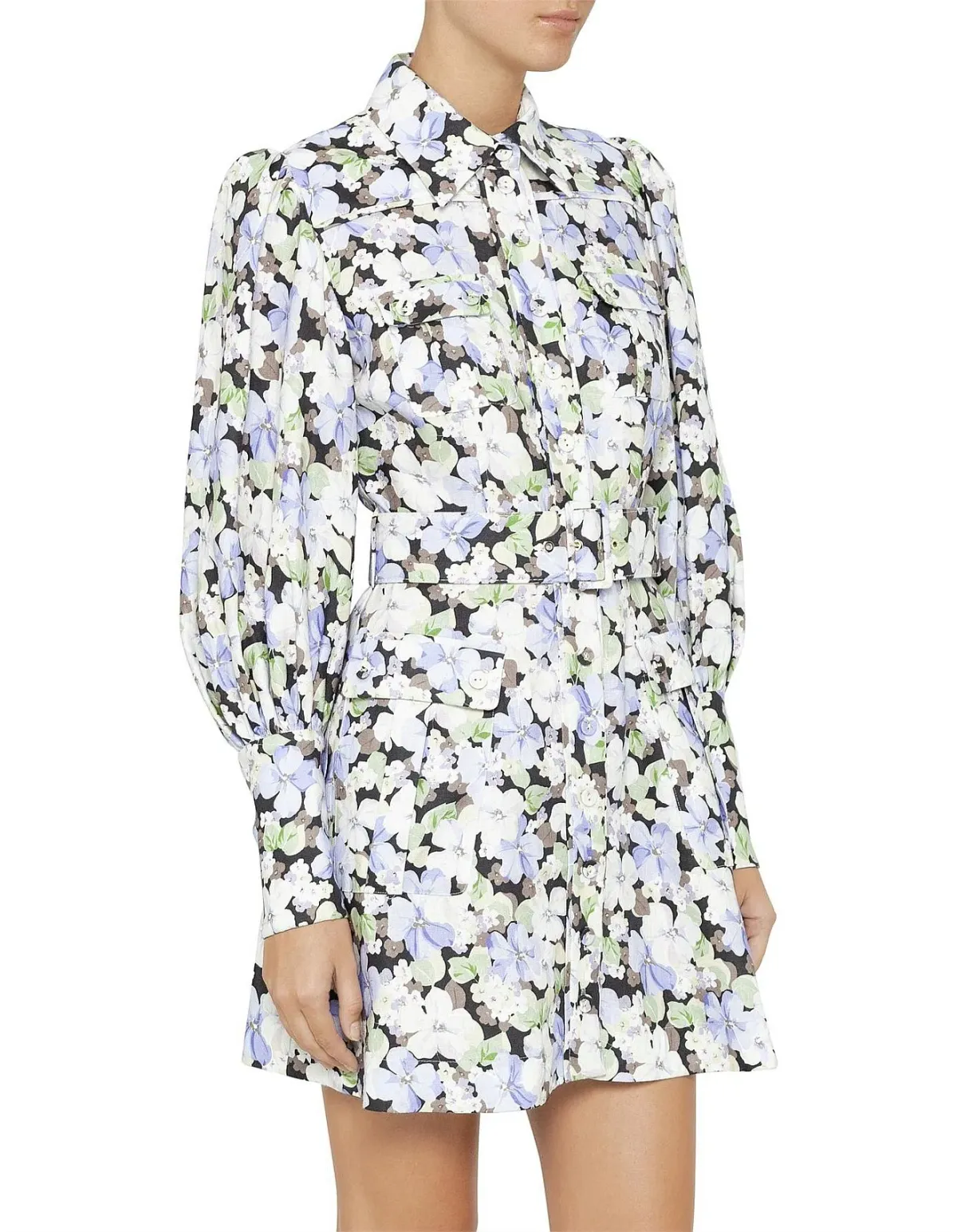 Zimmermann Ninety Six Shirt Dress Pansy prints Size 0 AU8 US 4 IT 40 FR 36 - Image 1