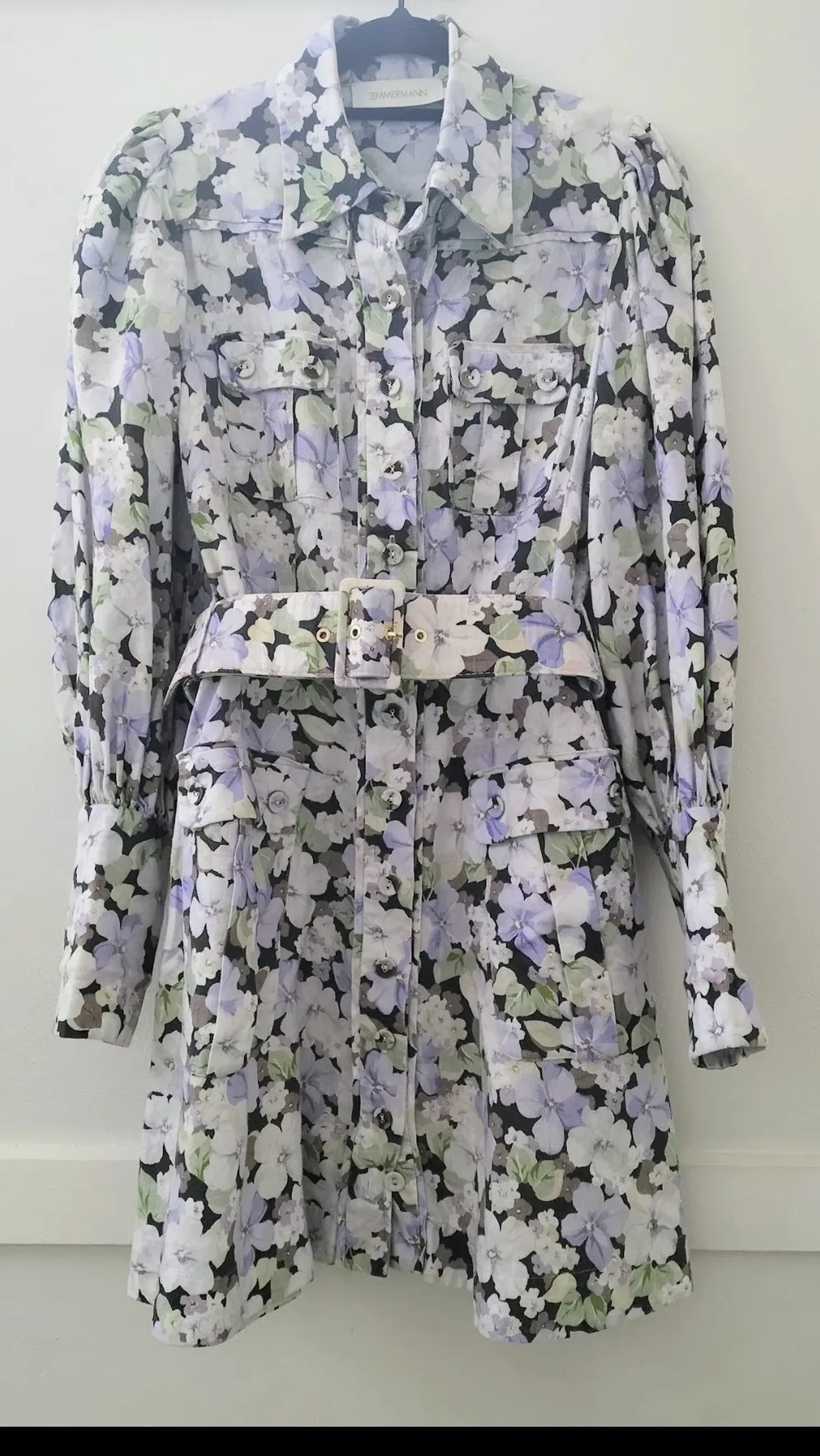 Zimmermann Ninety Six Shirt Dress Pansy prints Size 0 AU8 US 4 IT 40 FR 36 - Image 5