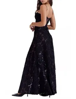 House Of Cb Seren Lace-Up Back Maxi Dress Black Size 10 for rent on The Volte - image 5