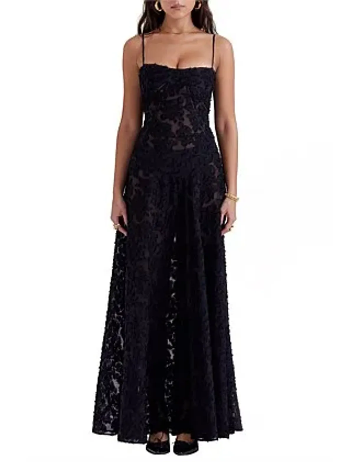House Of Cb Seren Lace-Up Back Maxi Dress Black Size 10 - Image 3