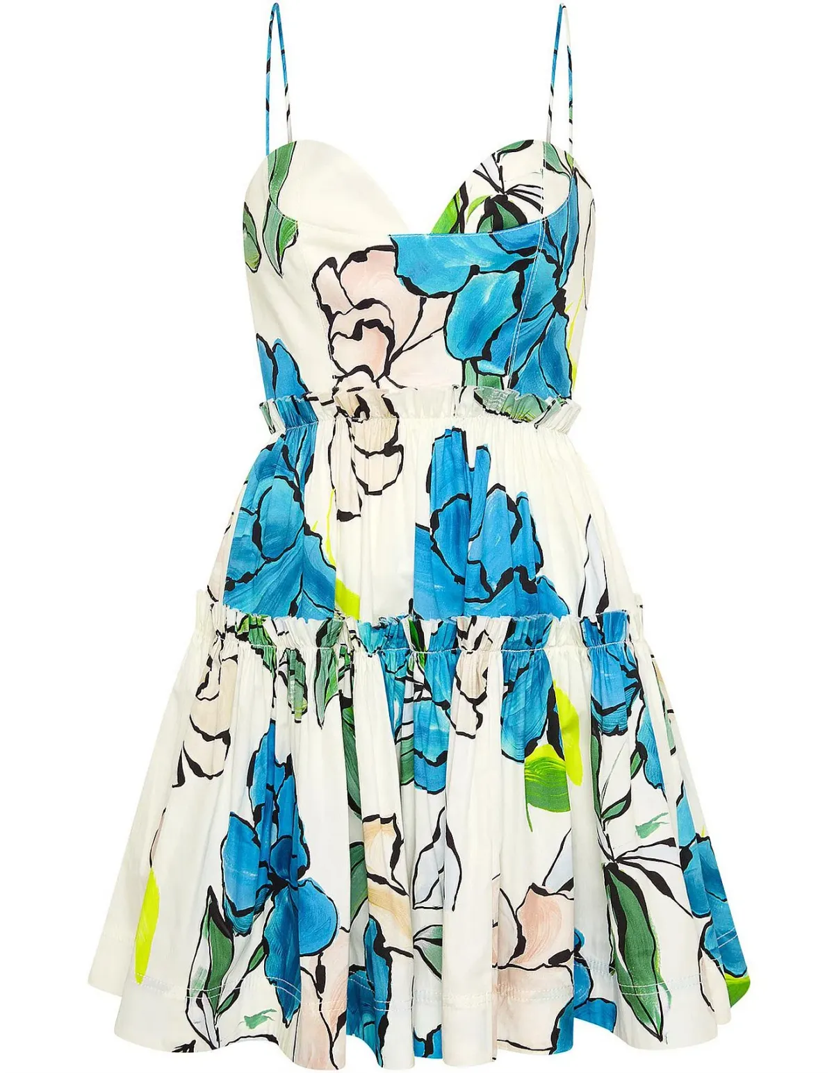 AJE Maya Tiered Mini Dress Cool Camellia Floral Races Size 10 M Medium - Image 1