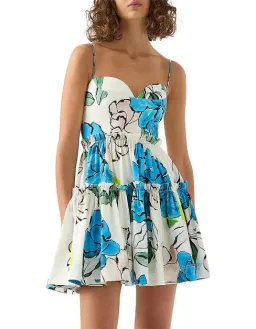 AJE Maya Tiered Mini Dress Cool Camellia Floral Races Size 10 M Medium for rent on The Volte - image 2